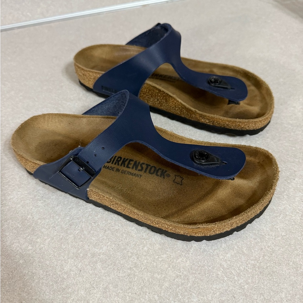 Birkenstock Navy Sandals with Tan Sole